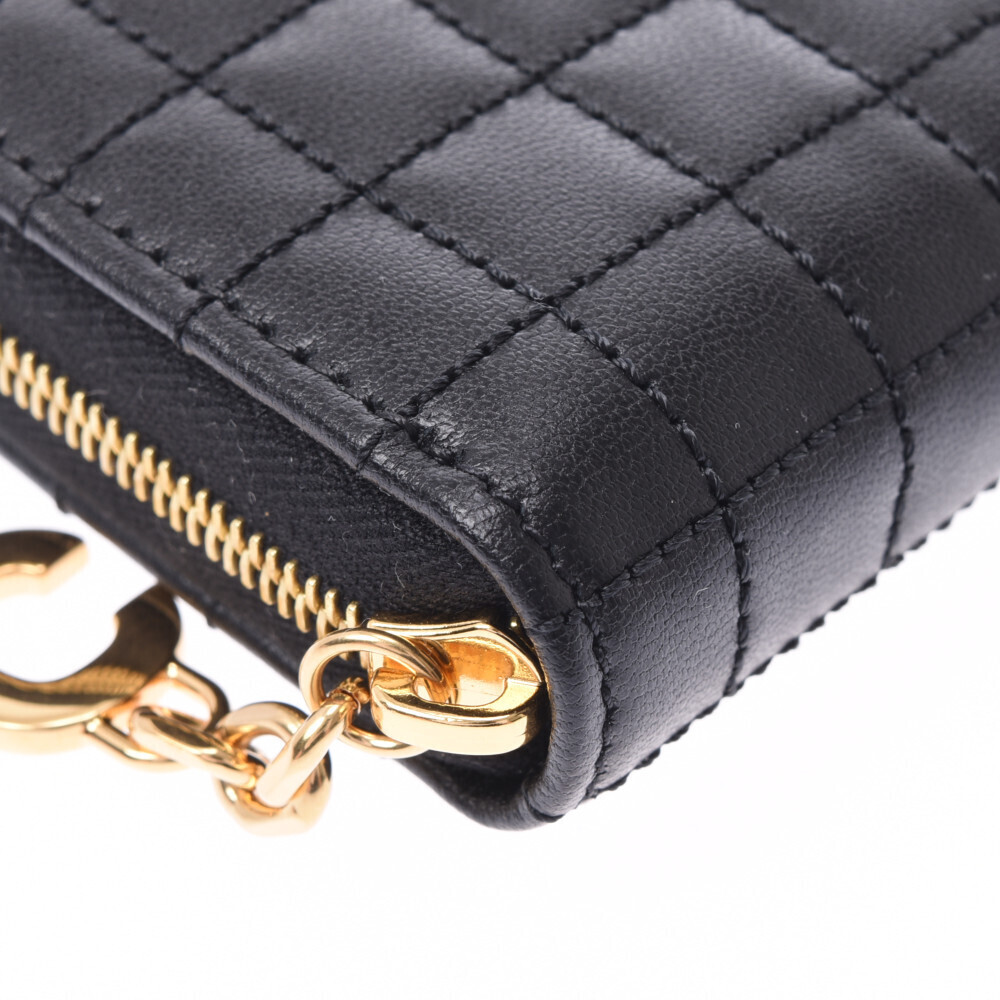 Celine Quilted Zip Round Black Leather Calfskin Wallet - Picture 4 of 12